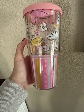 Pink Floral & Butterfly Tervis Tumbler with Lid